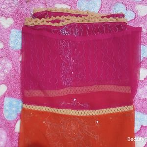 Orange Pink Saree