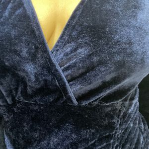 Blue Velvet Bodycon Dress, Size L