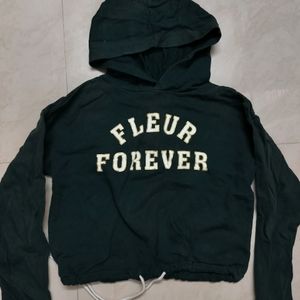 H&M Deep Green Cropped Hoodie