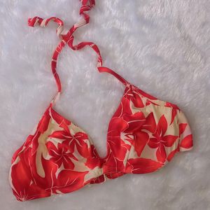 Red Tropical Print Bra