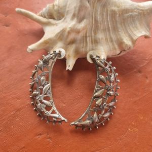 Fishy Moon Silver Replica Earrings