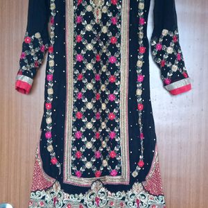 Black Heavy Work Kurta