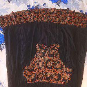 printed black gown for women