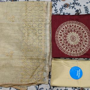 Women's  Churidar Kurta Material With Thread Work