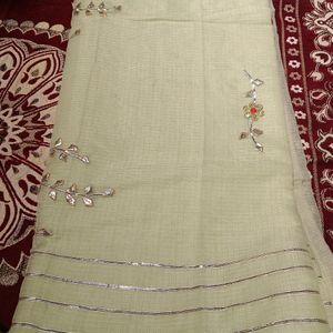 Light Green Gota Pati Cotton Saree