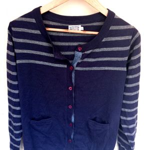 Dark Purple Striped Cardigan Sweater (Women)