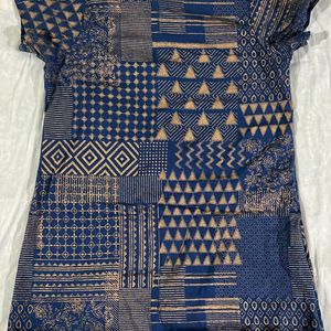 Max Blue & Gold Printed Dress