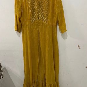 Indya Small Long Flared Front Slit Mustard Colour