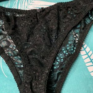 Black Lace Net Bra And Panty