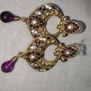 Purple And Golden jhumka