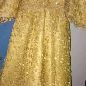 Golden Shrug With Frock