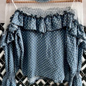 Women’s Blue Polka Dot Top