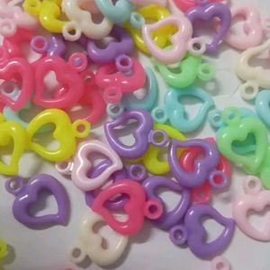 Plastic Heart Charms 50 Pcs