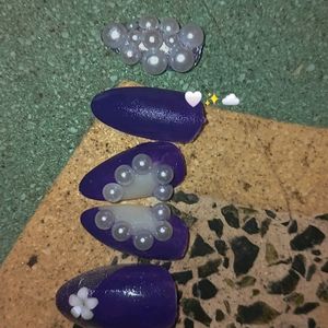Cute Purple Heart 💜 Shape 5 Pinger Nails