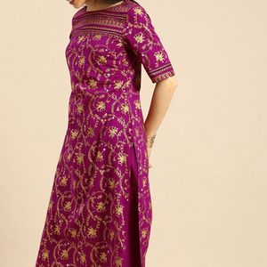 Magenta Pink Beautiful Design Kurta Set