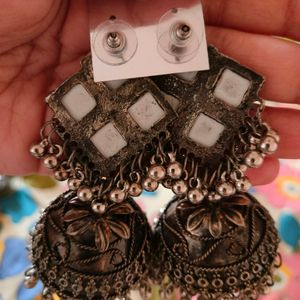 Black Metal Heavy Jhumka For Women