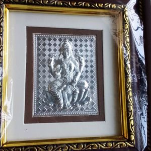 Pure Silver Durga mata With Picture Frame