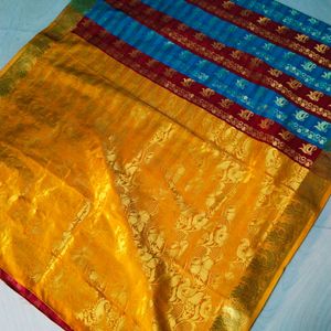 Multi Colour Pure Kanjeevaram Silk Saree