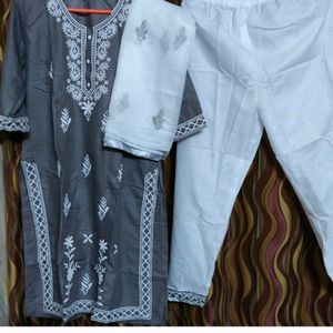 Cotton Kurta Set With Dupatta