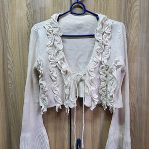 Vintage Charm Frill-Front Shrug