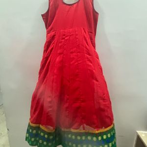 Red Chiffon Anarkali Suit