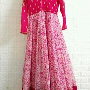 Rose Pink Worked Ethnic Gown