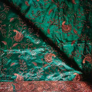 Green Silk Saree With Sequence Work