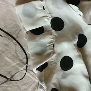 Cute Aesthetic Black And White Polka Dot Top