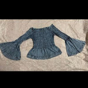 Denim Look Peplum Top