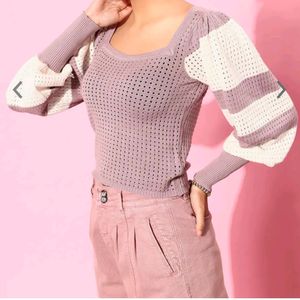 Roadster Mauve Colourblocked Crop Top