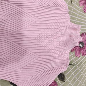 Pink Colour Woolen High Neck