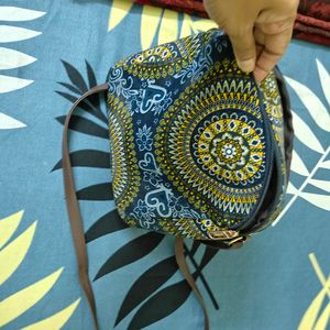 Printed Cotton Blend Sling Bag