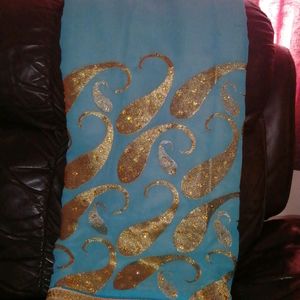 Slik saree ( Blue and light grey)