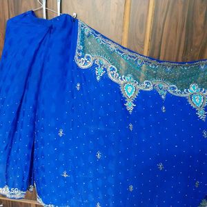 Stich Blue color 💙 silk saree with  blous