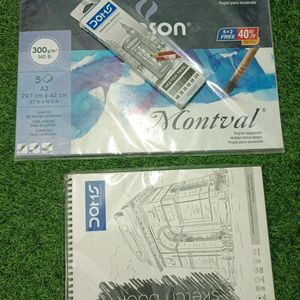 Combo Of A3 Sketch Sheet And Pad, Drawing Pencils