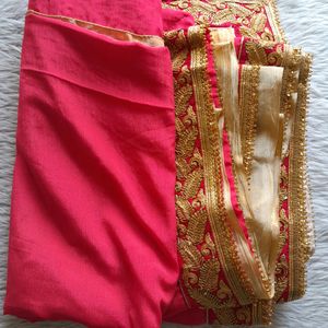 Pink Saree With Blouse (Women's)