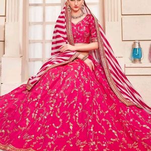 Pink Lehanga With Lehriya Dupatta