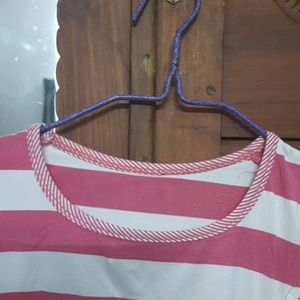 Alternate Pink And White Colour Cute Top