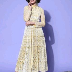 Full Embroidered Front Slit Kurta