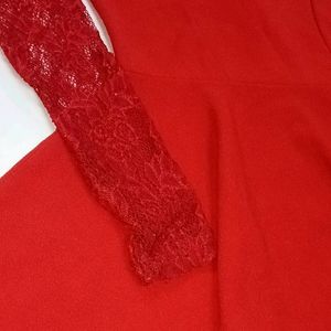 Hot Red Frock Top For Women