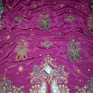 Rose Silk Suit Set With Dupatta