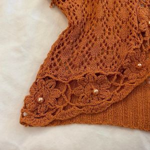 Orange Crochet Shrug Top