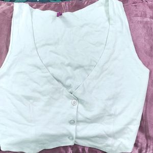 Styched White Fitted Vest Top