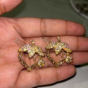 Pair Golden Stone Hairpins