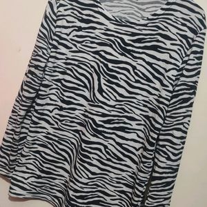 Black & White Zebra Print Top For Girl Or Women