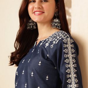 Navy Blue Beautiful Kurta Set For Traditional Wear