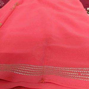 Baby Pink Embellished Sarees Without Blouse