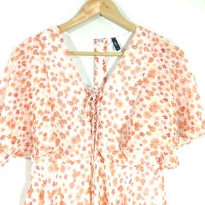 Rio Peach Printed V Neck Western Dress (Women's)