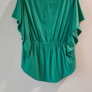 Sea Green Feather Sleeve Top XL