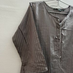 Grey Silver Stripped Kurti